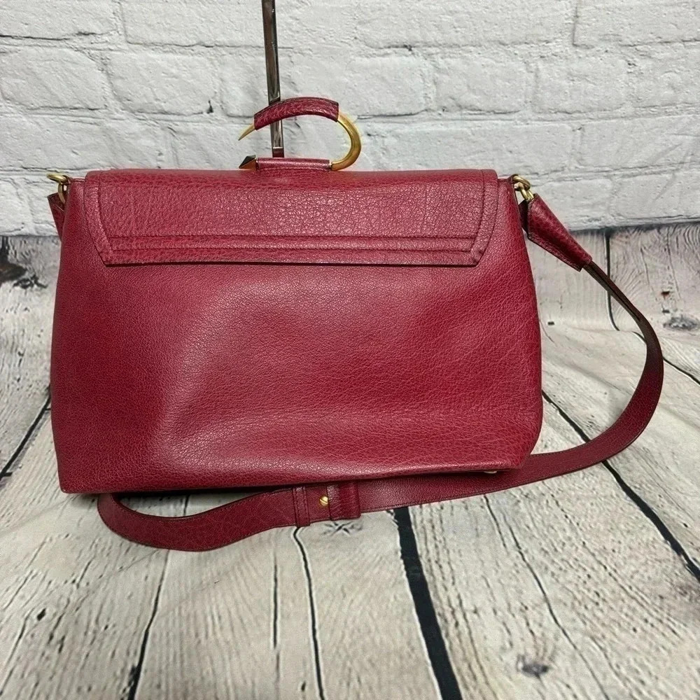 MAIYET Maroon Leather Messenger Bag w/ Gold Hardware Detachable Crossbody Purse - Picture 5 of 14